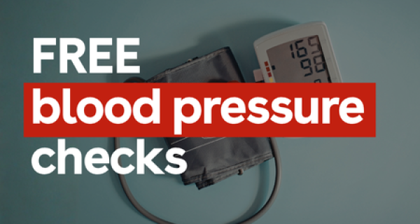 Banner with text 'free blood pressure checks'