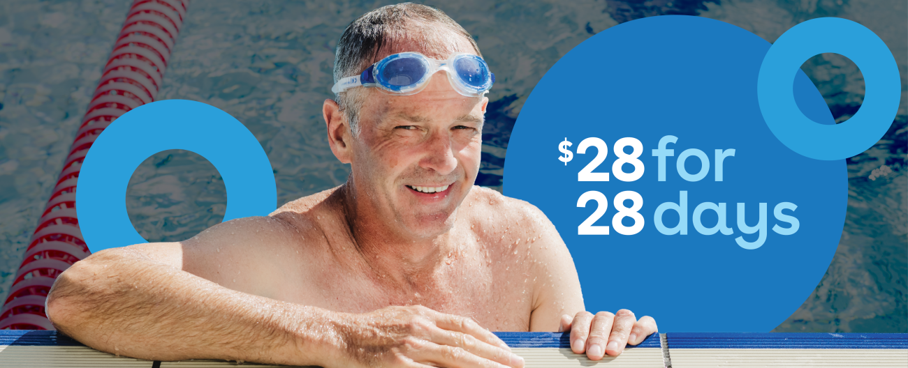Landing Page banner - image of man smiling in pool